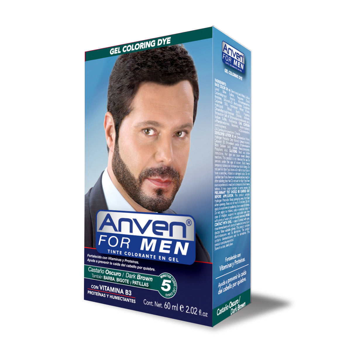 ANVEN FOR MEN TINTE CASTAÑO OSCURO 60 ml
